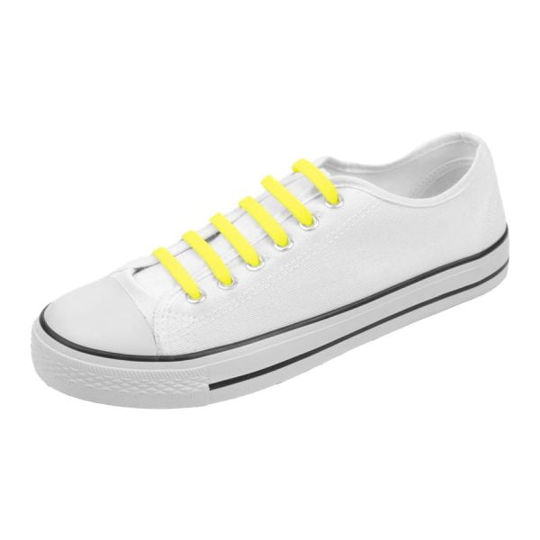 geel platte elastische veters in de schoen