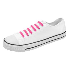 roze platte elastische veters in de schoen