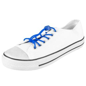 Sokken & Veterz ronde elastische lock veters blauw in de schoen