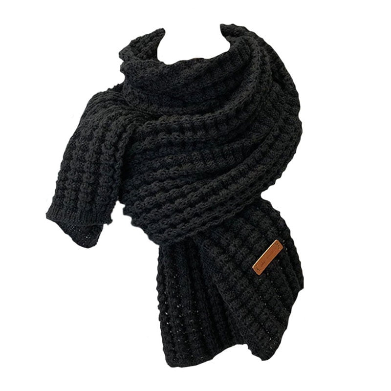 Categorie Overlappen Temmen Gebreide wollen sjaal | sjaal dames winter | heren sjaals winter | zwart|  180 cm | Sokken & Veterz