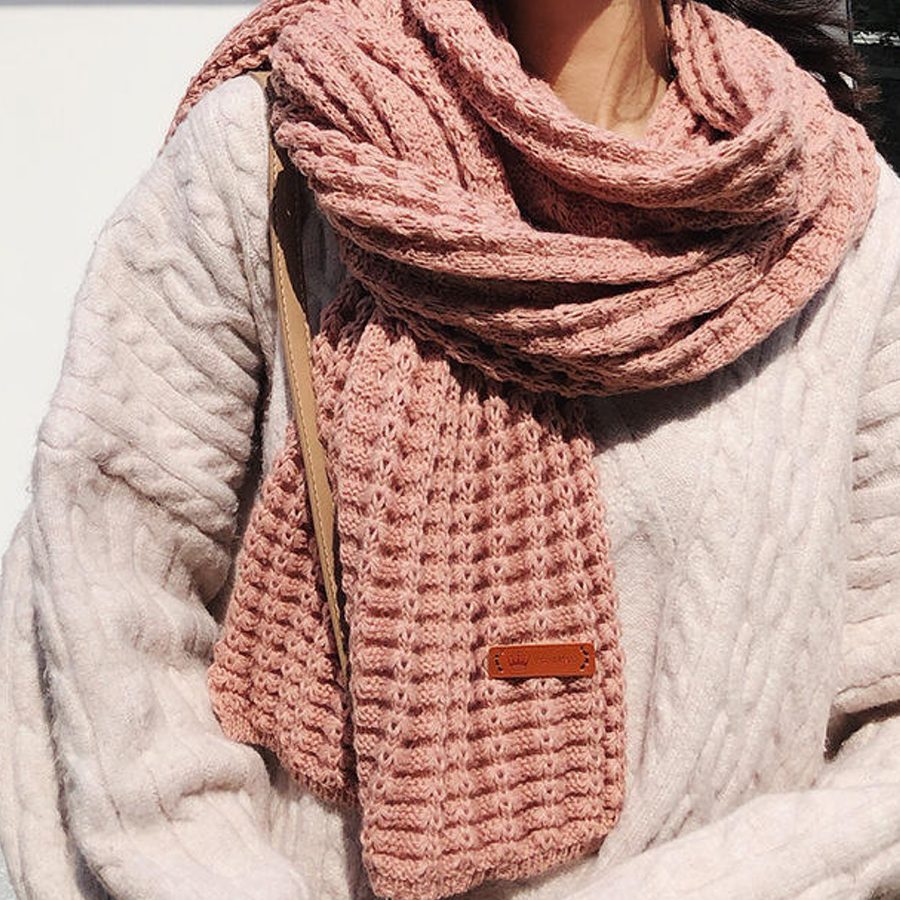 Gebreide wollen sjaal | sjaal dames winter | heren sjaals winter | roze ...